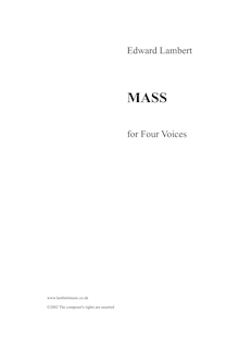 Partition complète, Mass pour 4 voix, Vocal / choral, Lambert, Edward