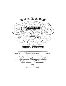 Partition complète, Ballade à Robert Schumann par Frédéric Chopin