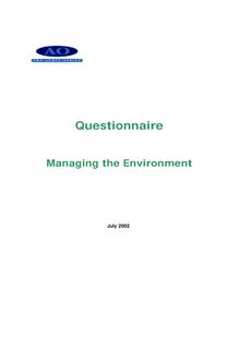 NSW Audit Office - Questionnaire - Managing the Environment