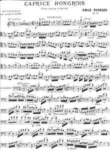 Partition de violoncelle, Caprice hongrois, Op.18, A Major