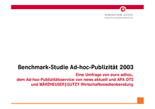 Benchmark-Studie Ad-hoc-Publizität 2003