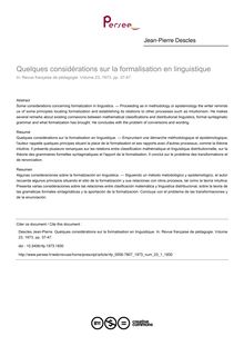 Quelques considérations sur la formalisation en linguistique - article ; n°1 ; vol.23, pg 37-47