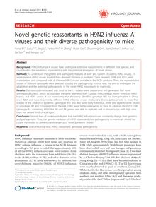 Novel genetic reassortants in H9N2 influenza A viruses and their diverse pathogenicity to mice
