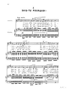 Partition , Sais-tu pourquoi (= Du weisst ja, wo, Op.211 No.2), 40 Mélodies Poésies françaises par Victor Wilder