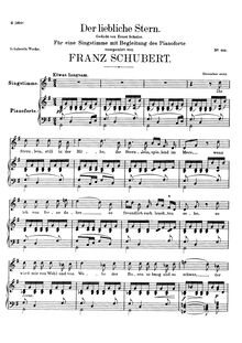 Partition complète, Der liebliche Stern, D.861, The Lovely Star par Franz Schubert