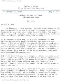 Remarks by the President on Osama Bin Laden