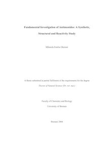 Fundamental investigation of antimonides [Elektronische Ressource] : a synthetic, structural and reactivity study / Mihaiela Emilia Ghesner