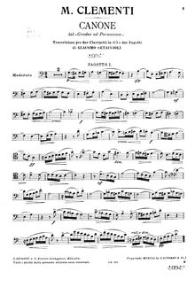 Partition basson 1, Gradus ad Parnassum, Clementi, Muzio