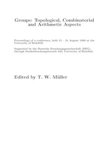 Groups: Topological Combinatorial and Arithmetic Aspects