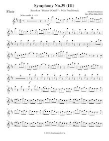 Partition flûte, Symphony No.39  Irish Green , G major, Rondeau, Michel par Michel Rondeau