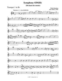 Partition trompette 1, Symphony No.29, B♭ major, Rondeau, Michel par Michel Rondeau