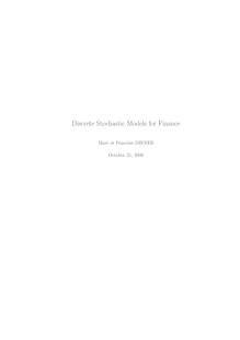 Discrete Stochastic Models for Finance