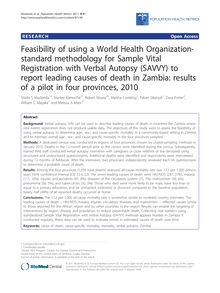 Feasibility of using a World Health Organization-standard methodology for Sample Vital Registration with Verbal Autopsy (SAVVY) to report leading causes of death in Zambia: results of a pilot in four provinces, 2010