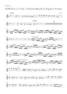 Partition violon 2, Sonata  pour 2 violons, viole de gambe da braccio et basson ou grande viole