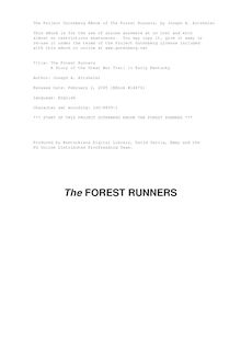 The Forest Runners - A Story of the Great War Trail in Early Kentucky