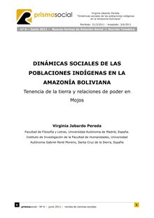 6. DINÁMICAS SOCIALES DE LAS POBLACIONES INDÍGENAS EN LA AMAZONÍA BOLIVIANA