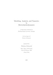 Modeling, analysis, and numerics in electrohydrodynamics [Elektronische Ressource] / presented by Markus Schmuck