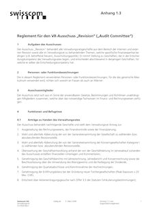 Reglement für den VR-Ausschuss Revision“ (Audit Committee“) 