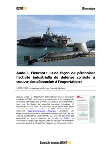 Aude-E. Fleurant : « Une façon de pérenniser l’activité industrielle de défense consiste à trouver des débouchés à l’exportation »