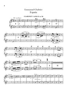 Partition clarinette 1/2 (en B♭), España, Chabrier, Emmanuel