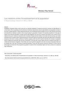 Les relations entre l investissement et la population - article ; n°3 ; vol.6, pg 356-367