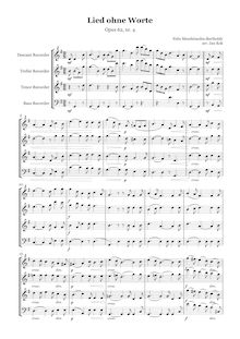 Partition complète (SATB), chansons ohne Worte, Op.62
