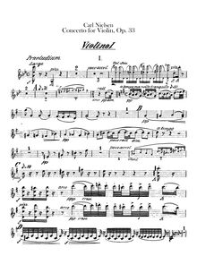 Partition violons I, violon Concerto, Op.33, Nielsen, Carl