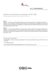 Histoire du rhinocéros de Versailles (1770-1793) - article ; n°3 ; vol.36, pg 307-318