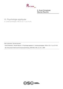 Psychologie appliquée - compte-rendu ; n°1 ; vol.52, pg 271-275