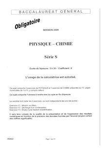 Sujet du bac S 2006: Physique Chimie Obligatoire