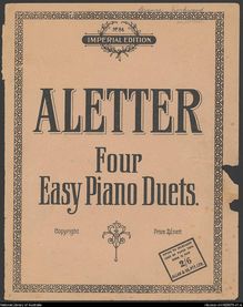 Partition complète, 4 Easy Piano duos, F major, C major, G major, F major