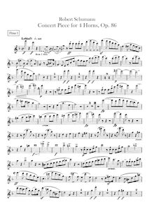 Partition flûte 1, 2, Piccolo, Concertpiece pour Four cornes et orchestre, Op.86