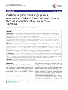 Plasmodium yoeliiblood-stage primes macrophage-mediated innate immune response through modulation of toll-like receptor signalling