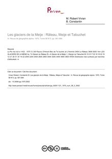 Les glaciers de la Meije : Râteau, Meije et Tabuchet  - article ; n°3 ; vol.58, pg 581-584