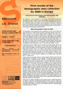 15/01 STATISTIQUES EN BREF - POPULATION ET CONDITIONS SOCIALES