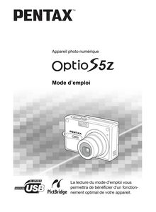 Notice Appareil Photo numériques Pentax  Optio S5z