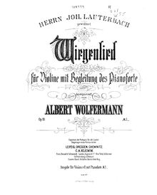 Partition de violon, Wiegenlied, Op.10, B♭ Major, Wolfermann, Albert