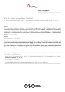 Pacific Islanders in New Zealand  - article ; n°2 ; vol.12, pg 187-200