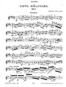 Partition de violon, 2 Melodies pour violon et Piano, Op.15