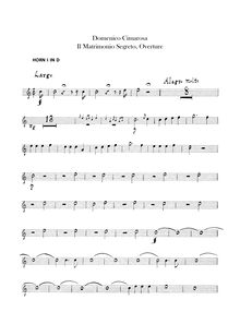 Partition cor 1, 2 (D), Il matrimonio segreto, Melodramma goicoso in due atti