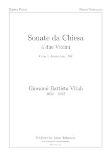 Partition Basso Continuo, Sonate da Chiesa à due Violini, Op.9, Vitali, Giovanni Battista