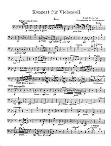 Partition Basses, violoncelle Concerto en B♭ major G.482, Boccherini, Luigi