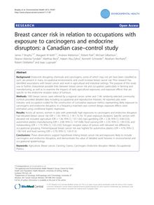 Breast cancer risk in relation to occupations with exposure to carcinogens and endocrine disruptors: a Canadian case–control study