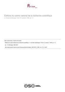 Éditions du centre national de la recherche scientifique  - article ; n°4 ; vol.72, pg 1-2