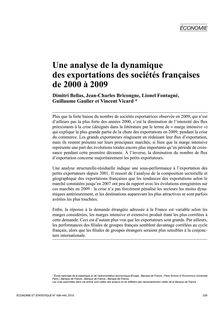 Une analyse de la dynamique des exportations des sociétés françaises de 2000 à 2009