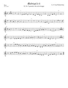Partition viole de basse, octave aigu clef, Madrigali a Quattro Voci par Giovanni Pierluigi da Palestrina