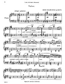 Partition No.1: Valse., 3 pièces pour Pianoforte, Op.20, A major, D major, F major
