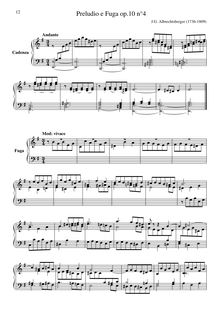 Partition , Preude & Fugue en E minor, 6 Fugues, Op.10, Albrechtsberger, Johann Georg