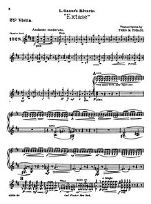 Partition violons II, Extase, Rêverie, D major, Ganne, Louis par Louis Ganne
