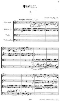 Partition , Allegro risoluto, corde quatuor No.1, Quatour pour 2 violons, alto, et violoncelle